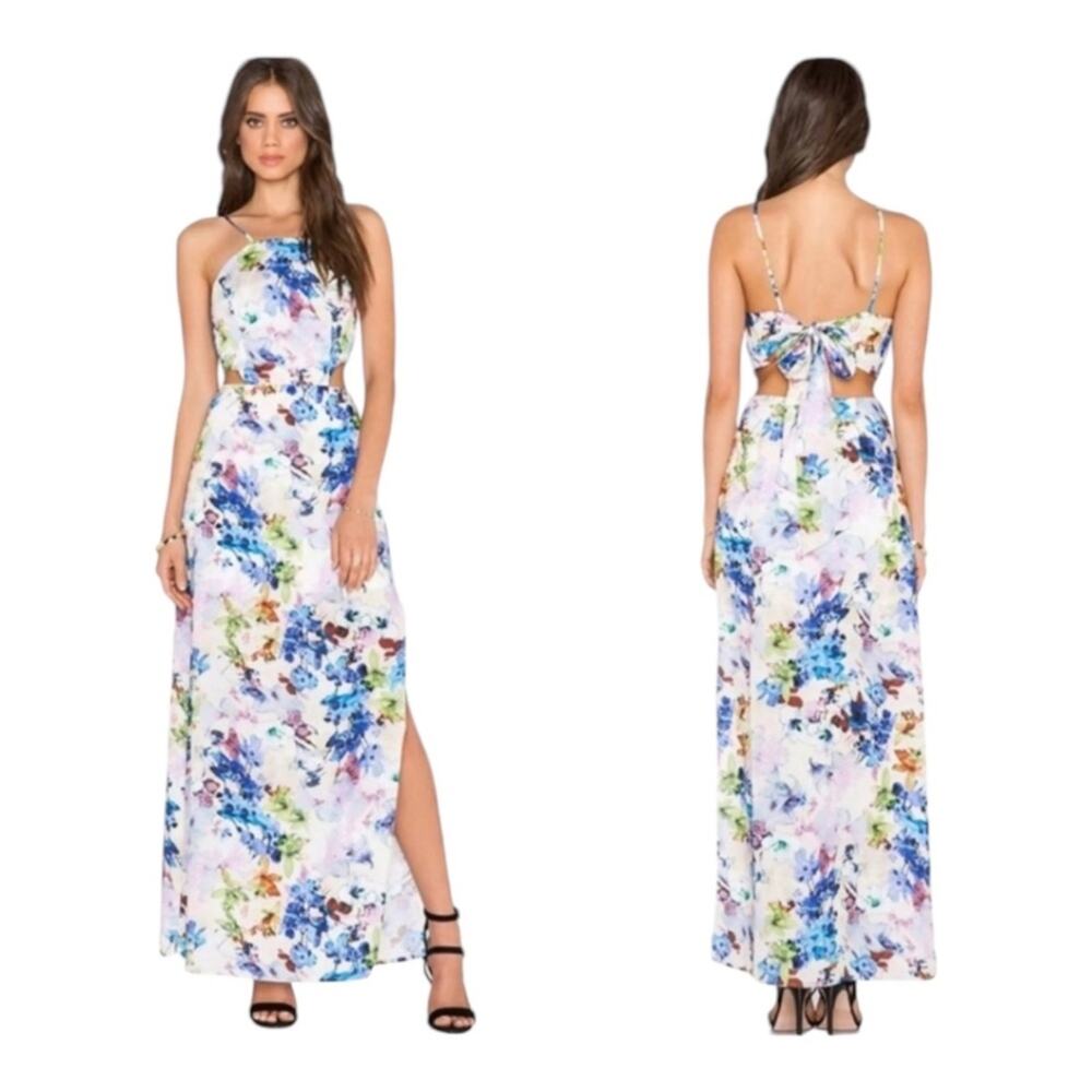 J.O.A Floral Maxi Dress Purple Multi Small